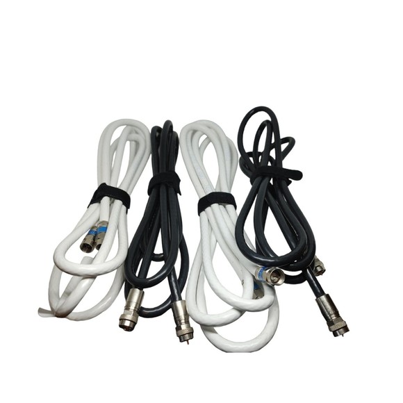 (4) Generic Series White/ Black Coax Cables RG6 Coaxial Cable Connectors CATV - Picture 5 of 5